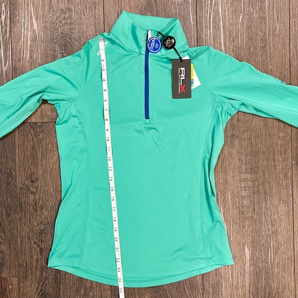 🌸 RLX Ralph Lauren Women's Blue-Green Long Sleeve Quarter-Zip Top - Picture 4 of 9